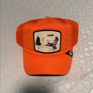 Goorin bros  Orange and Black Trucker Hat. Geese, game